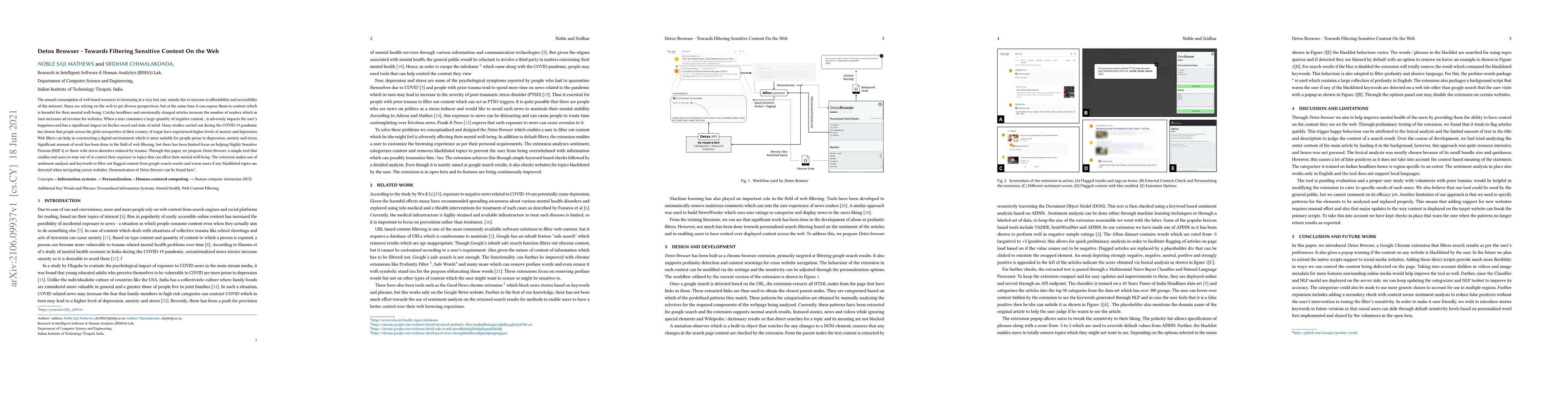 Thumbnail for Detox Browser -- Towards Filtering Sensitive Content On the Web