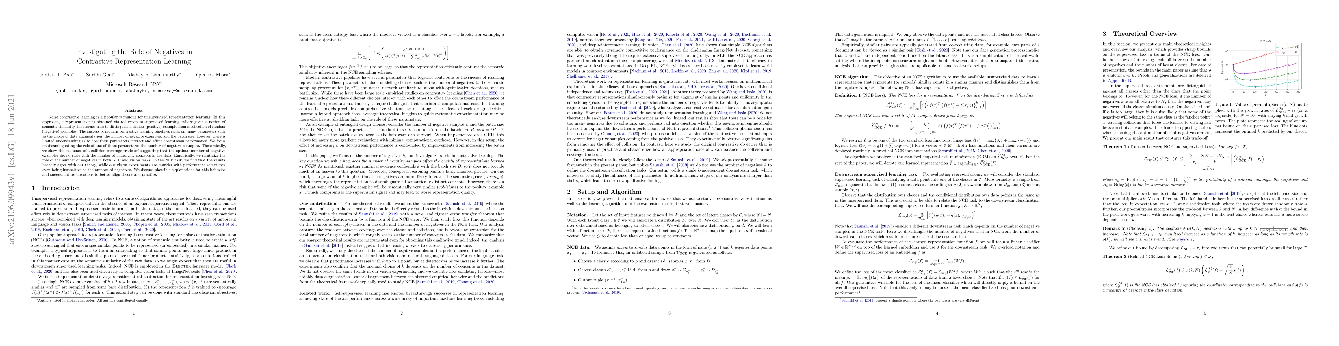 Thumbnail for Investigating the Role of Negatives in Contrastive Representation
  Learning