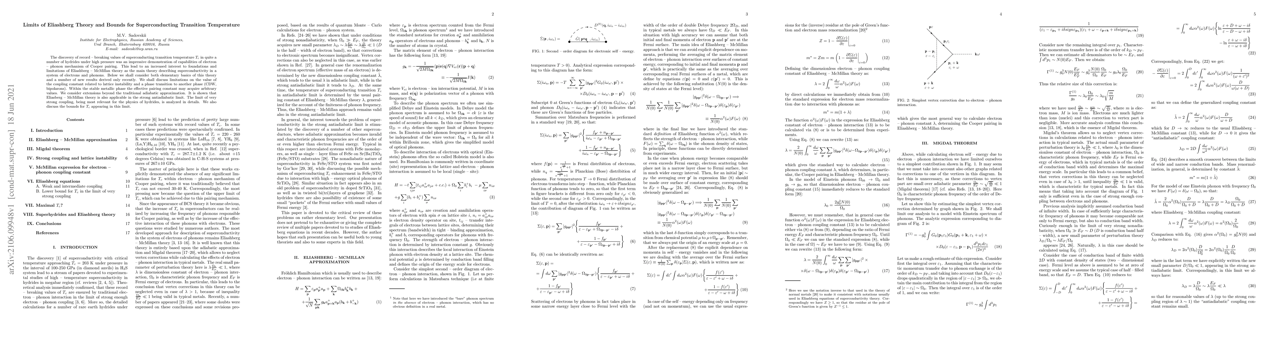Thumbnail for Limits of Eliashberg Theory and Bounds for Superconducting Transition
  Temperature