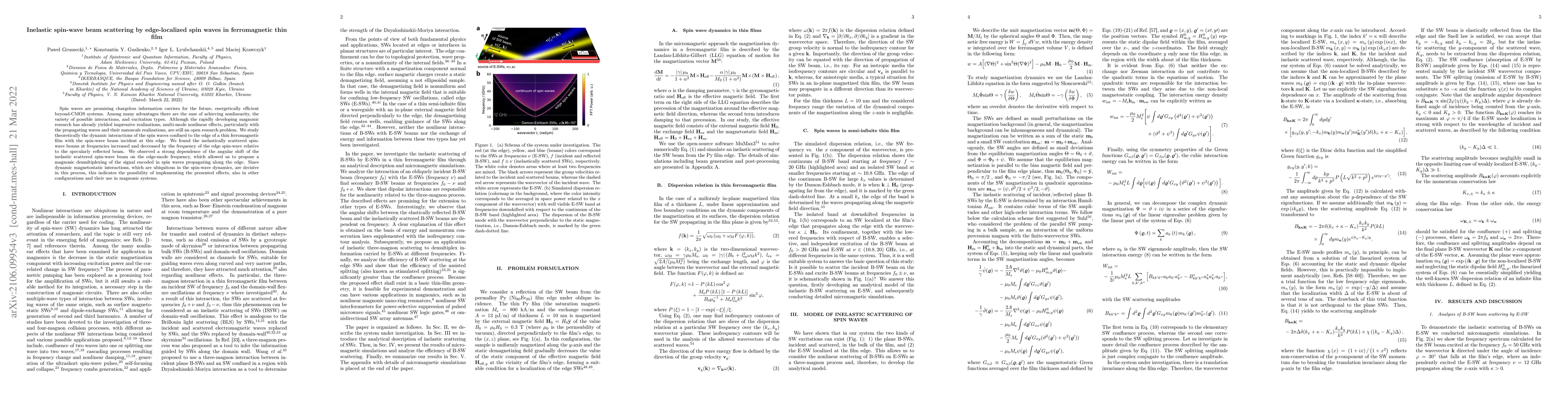 Thumbnail for Inelastic spin-wave beam scattering by edge-localized spin waves in
  ferromagnetic thin film