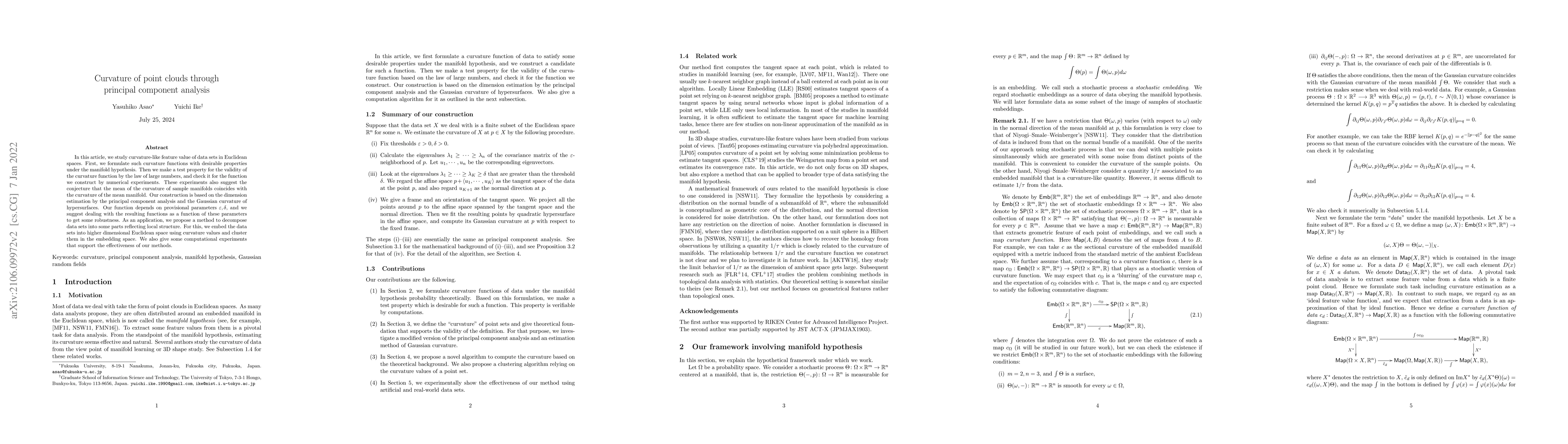 Thumbnail for Curvature of point clouds through principal component analysis