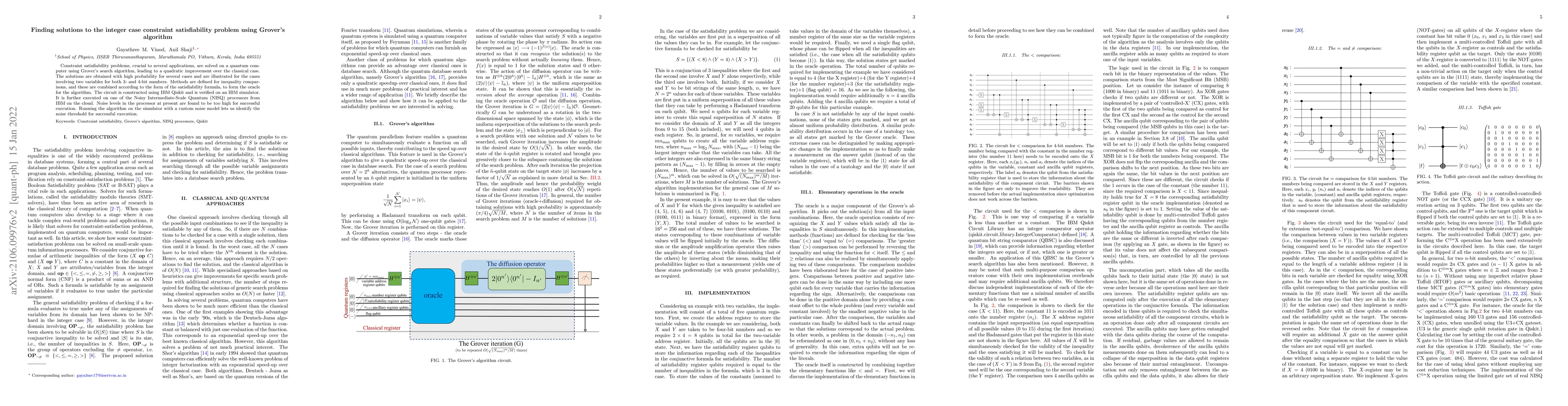 Thumbnail for Finding solutions to the integer case constraint satisfiability problem
  using Grover's algorithm