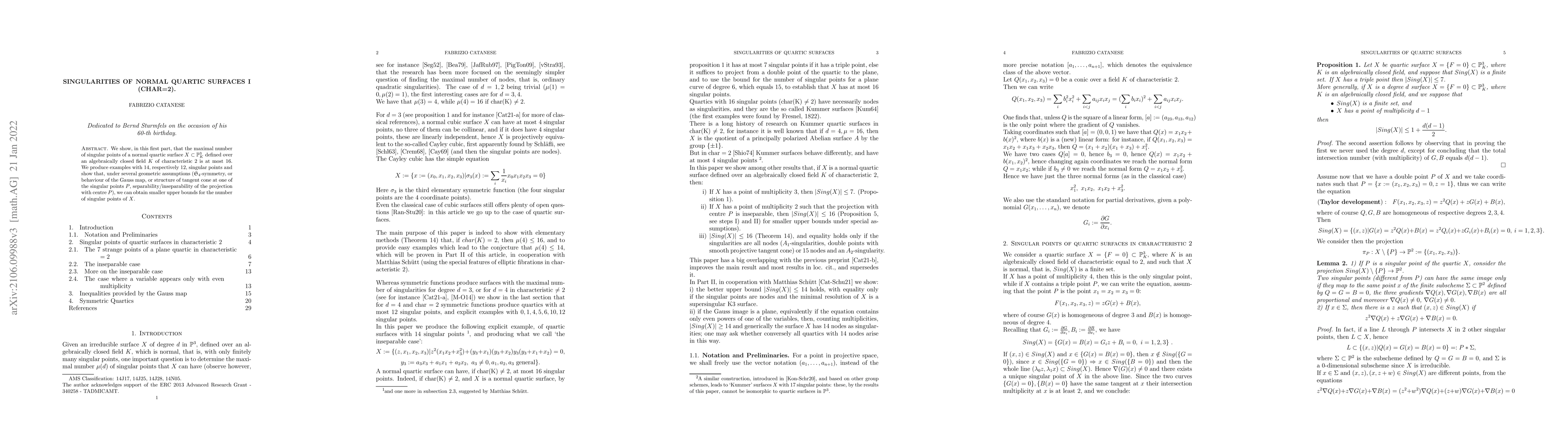 Thumbnail for Singularities of normal quartic surfaces I (char=2)