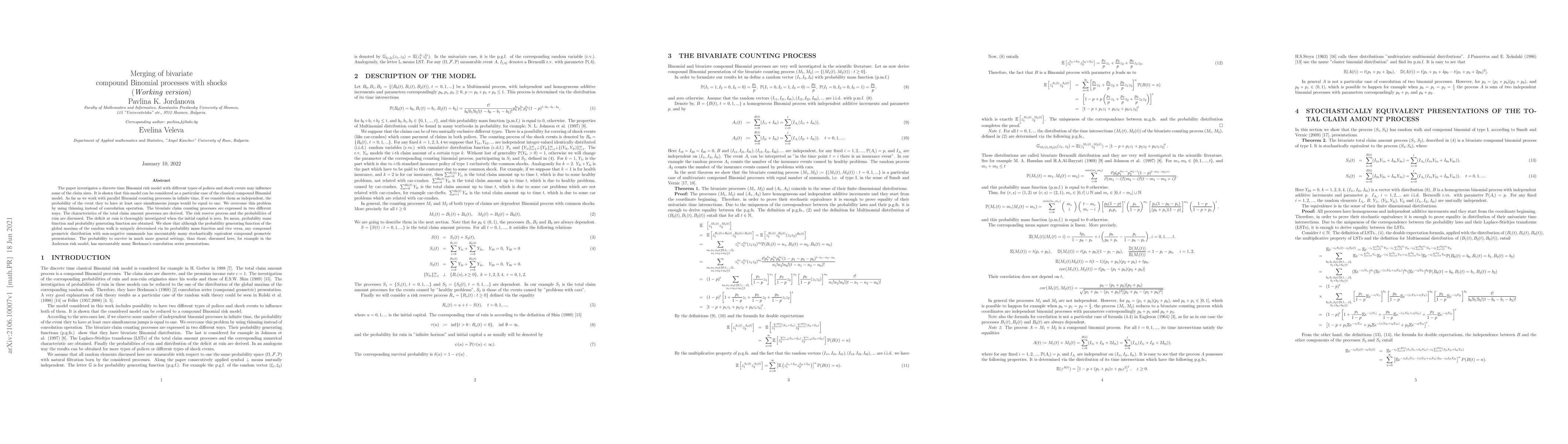 Thumbnail for Merging of bivariate compound Binomial processes with shocks