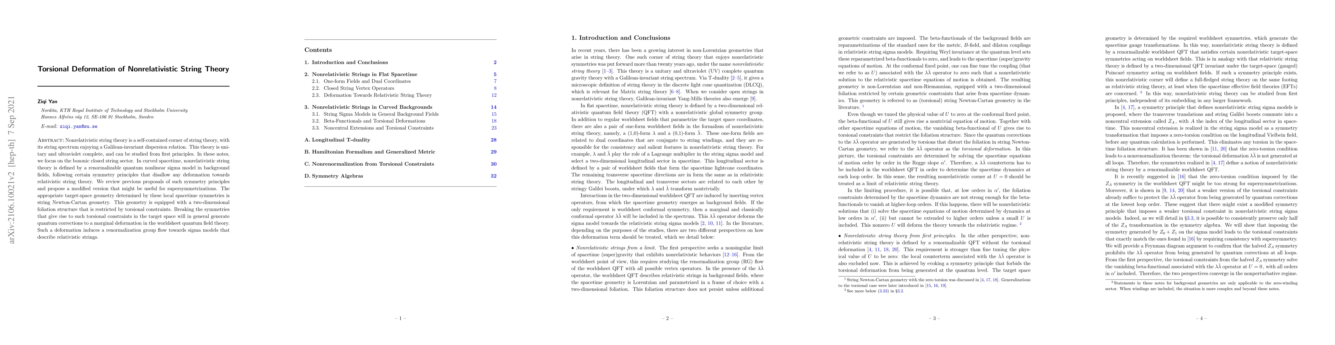 Thumbnail for Torsional Deformation of Nonrelativistic String Theory