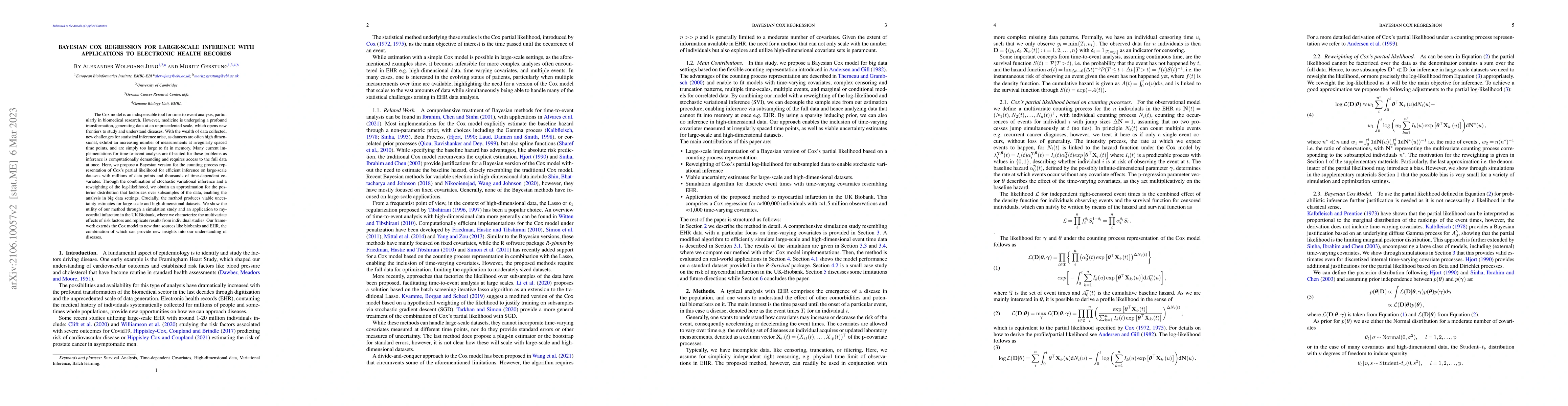 Thumbnail for Bayesian Cox Regression for Large-scale Inference with Applications to
  Electronic Health Records