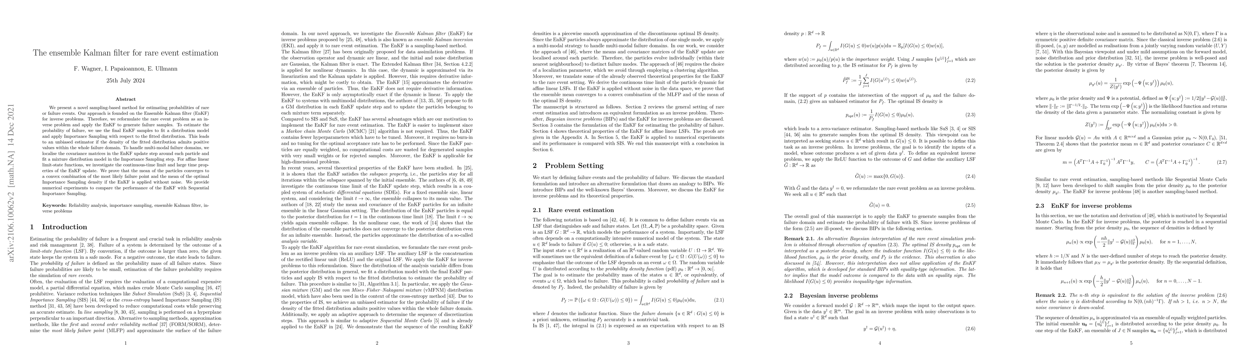 Thumbnail for The ensemble Kalman filter for rare event estimation