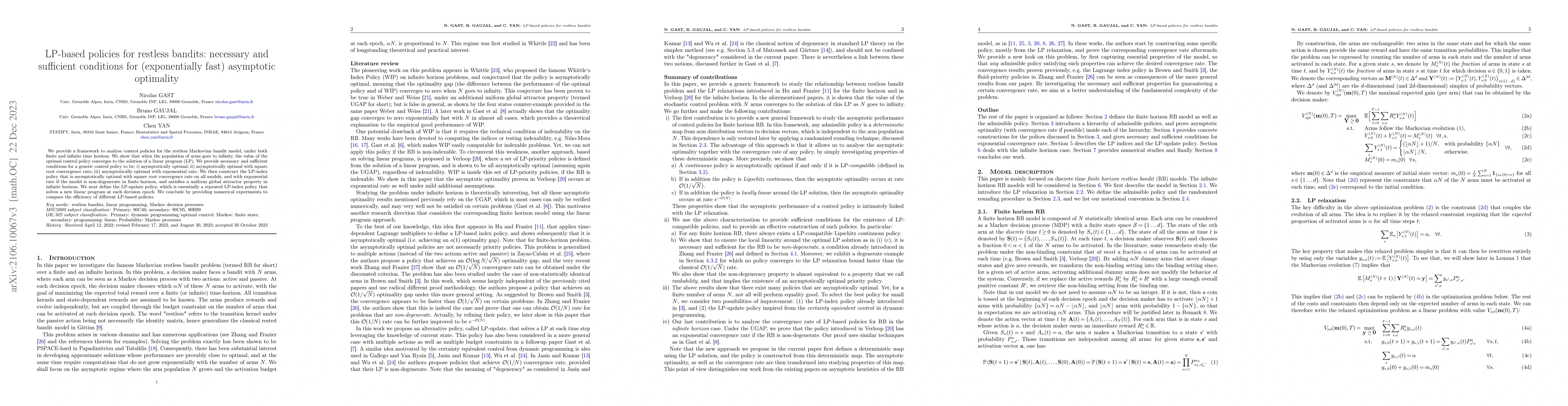 Thumbnail for LP-based policies for restless bandits: necessary and sufficient
  conditions for (exponentially fast) asymptotic optimality