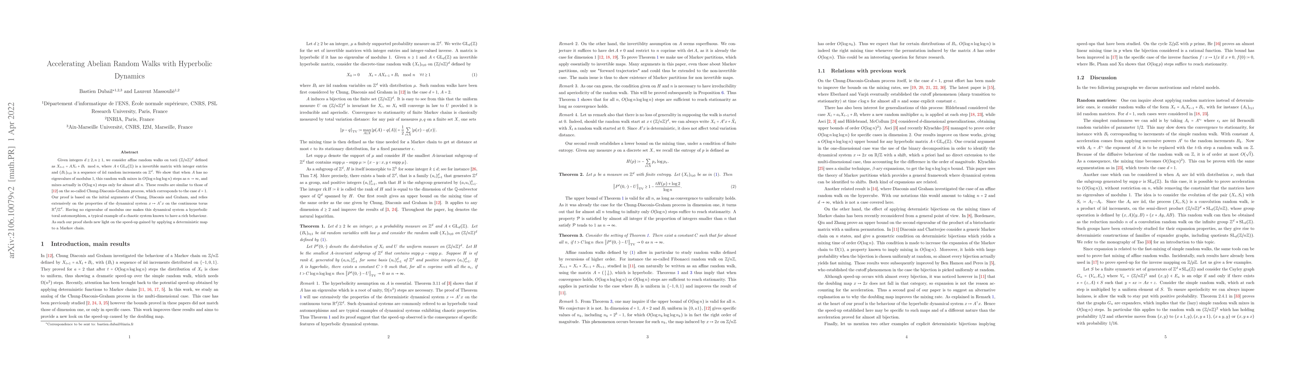 Thumbnail for Accelerating Abelian Random Walks with Hyperbolic Dynamics