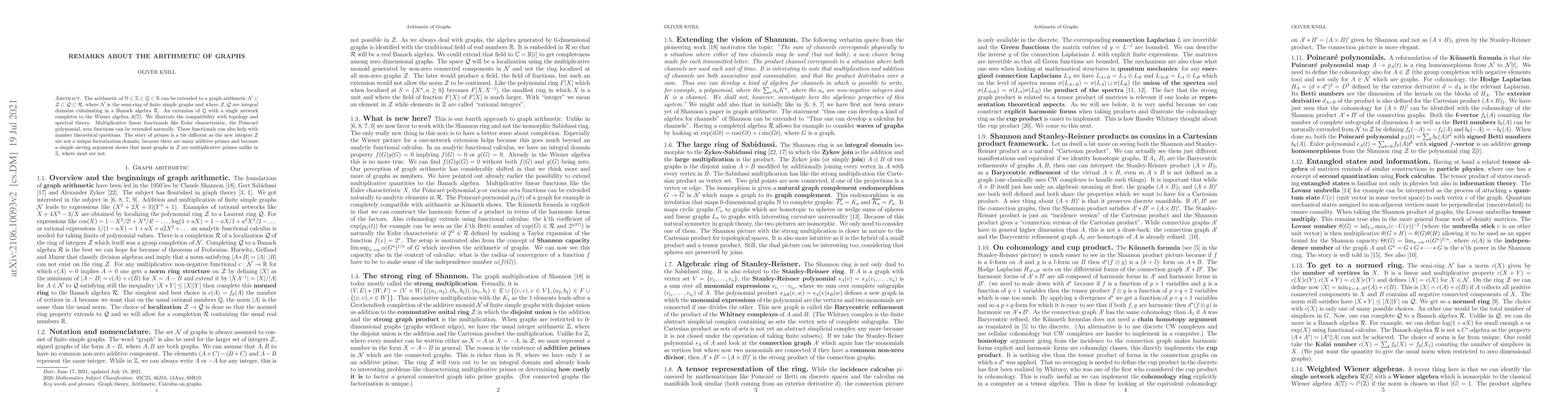 Thumbnail for Remarks about the Arithmetic of Graphs