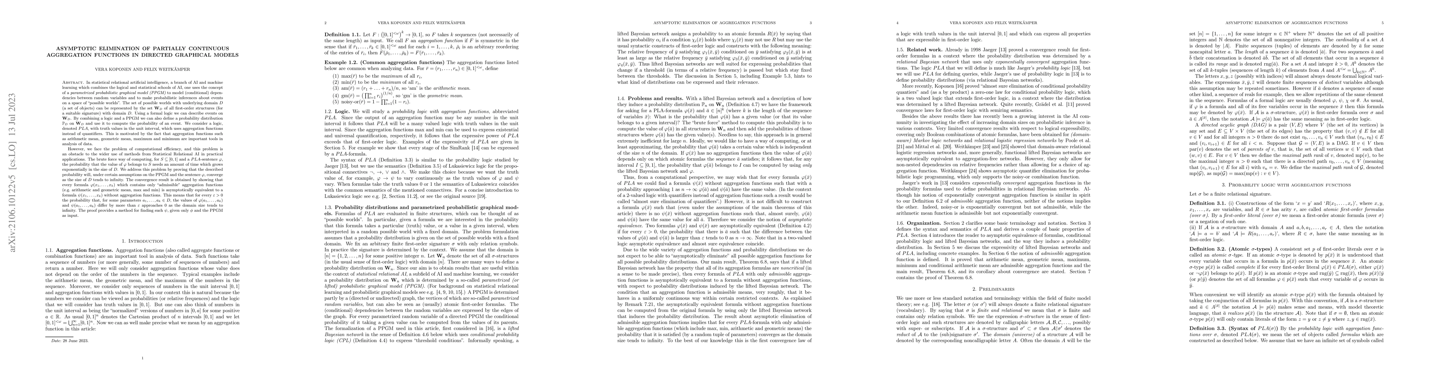 Thumbnail for Asymptotic elimination of partially continuous aggregation functions in
  directed graphical models
