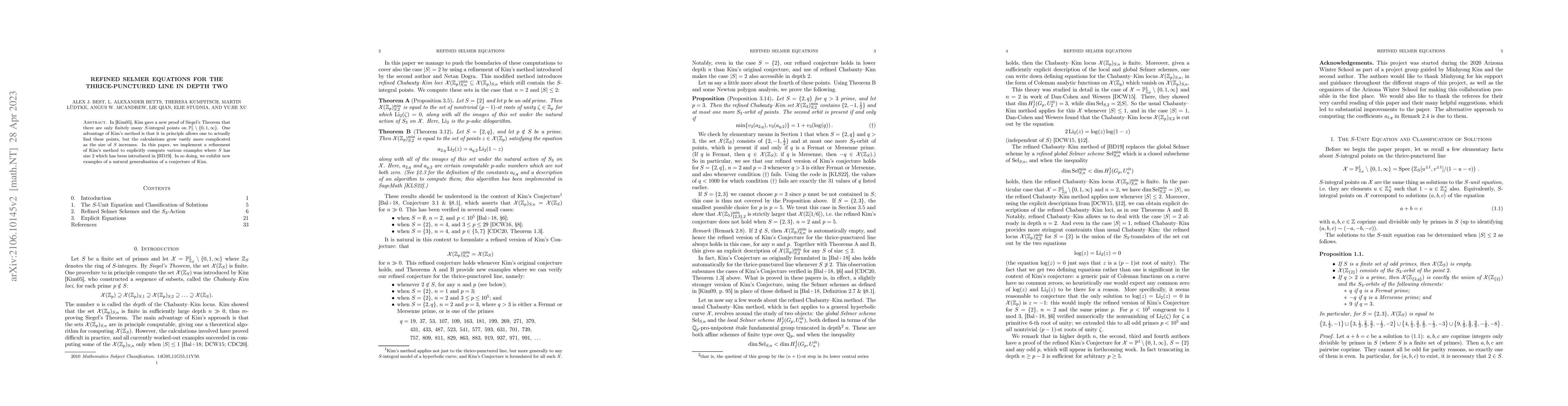 Thumbnail for Refined Selmer equations for the thrice-punctured line in depth two