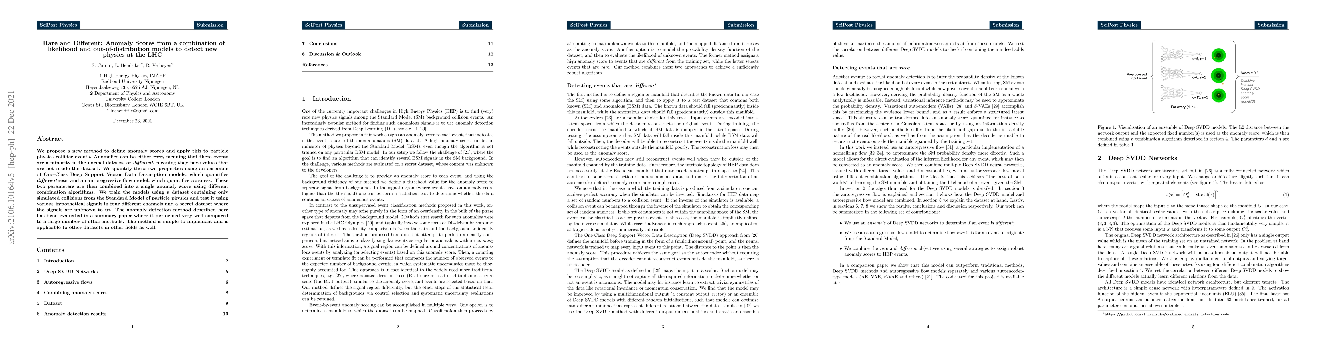 Thumbnail for Rare and Different: Anomaly Scores from a combination of likelihood and
  out-of-distribution models to detect new physics at the LHC