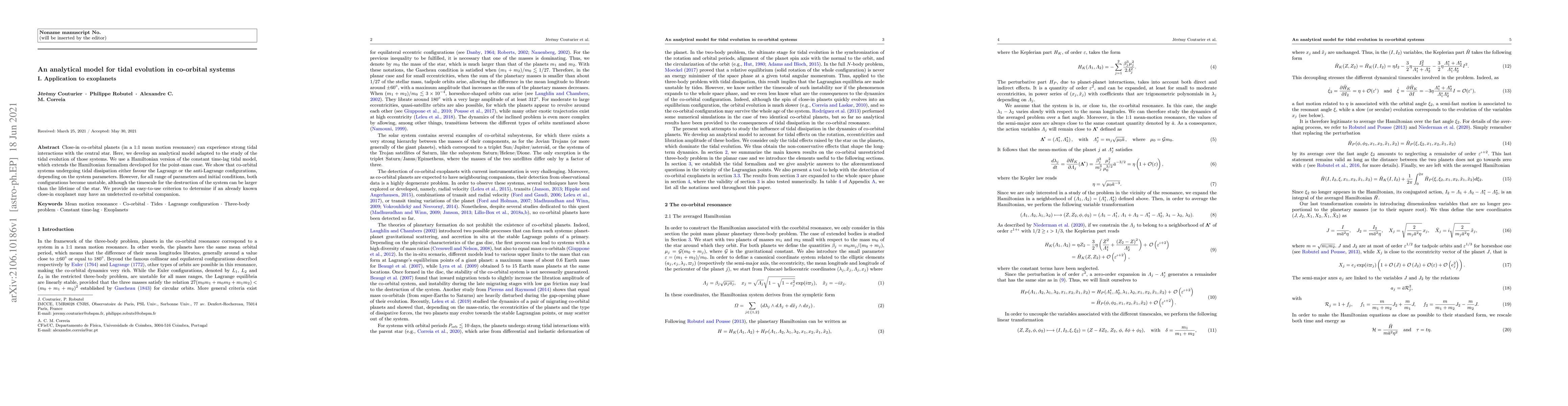 Thumbnail for An analytical model for tidal evolution in co-orbital systems $\,$I.
  Application to exoplanets