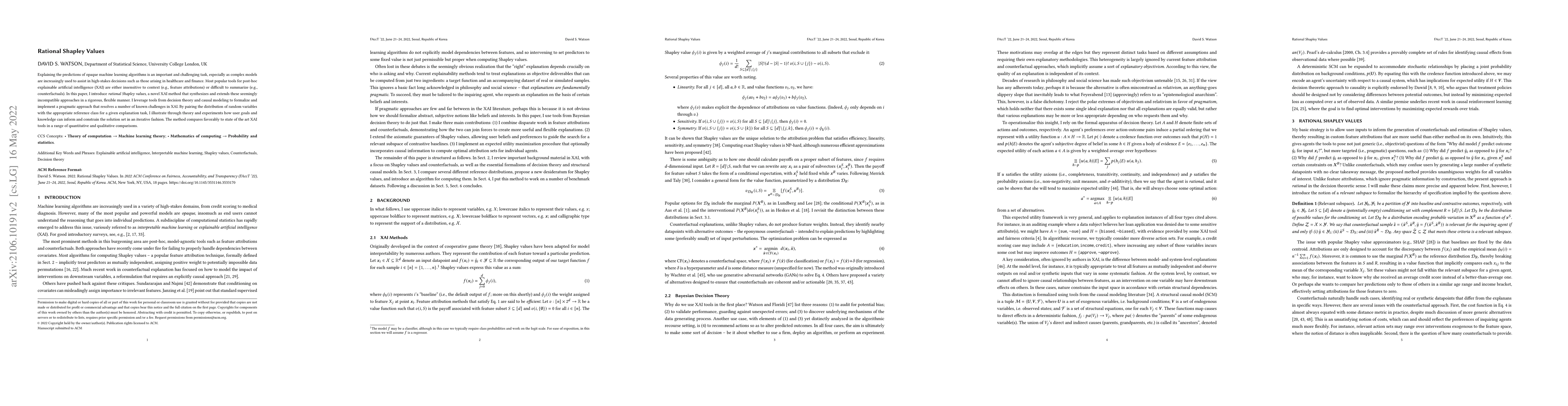 Thumbnail for Rational Shapley Values