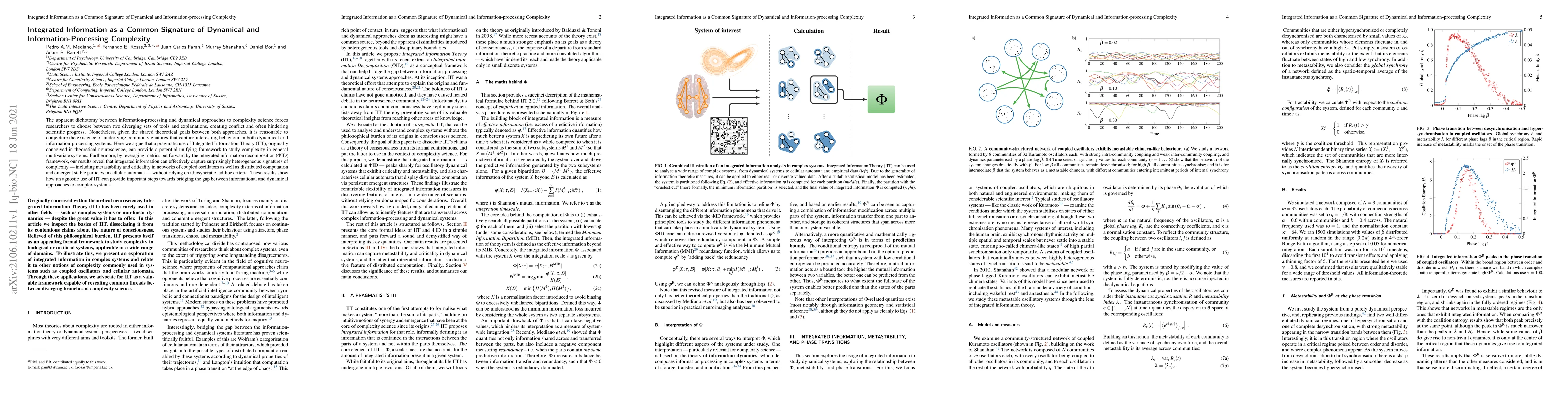 Thumbnail for Integrated information as a common signature of dynamical and
  information-processing complexity