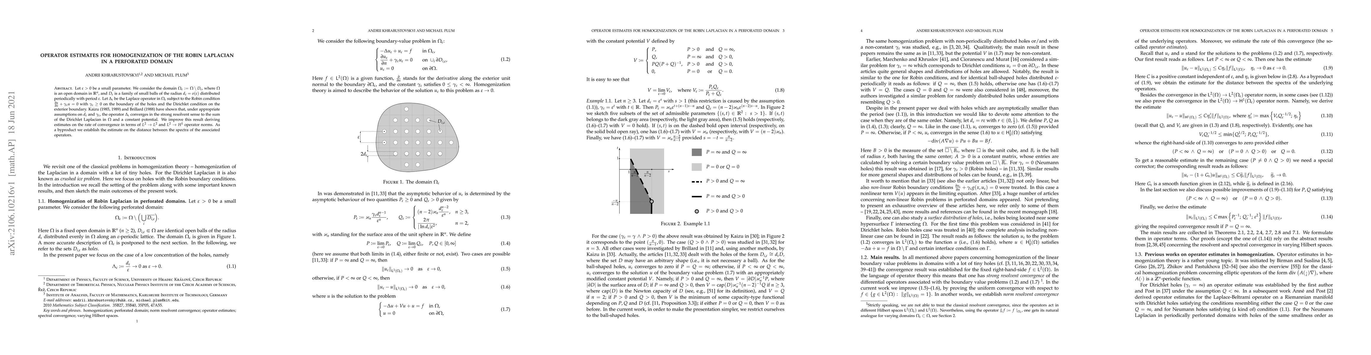 Thumbnail for Operator estimates for homogenization of the Robin Laplacian in a
  perforated domain