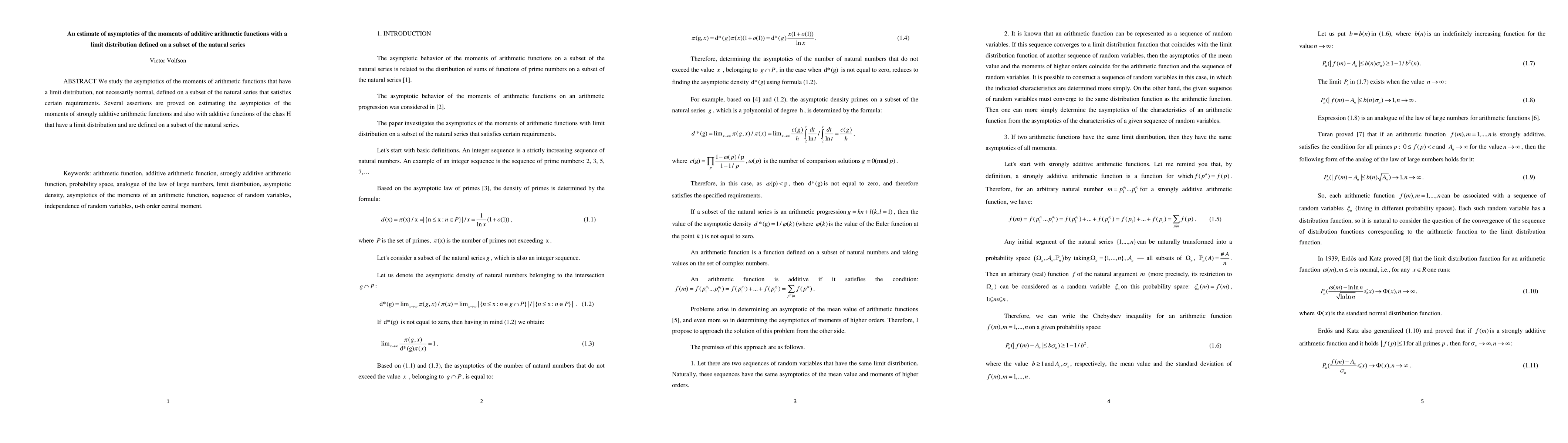 Thumbnail for An estimate of asymptotics of the moments of additive arithmetic
  functions with a limit distribution defined on a subset of the natural series