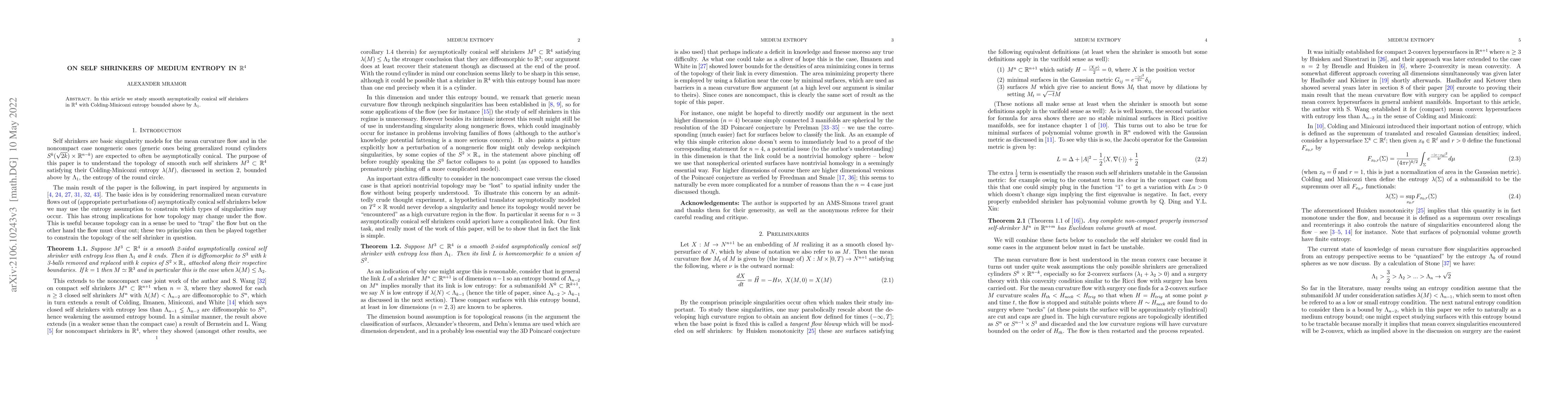 Thumbnail for On self shrinkers of medium entropy in $\mathbb{R}^4$