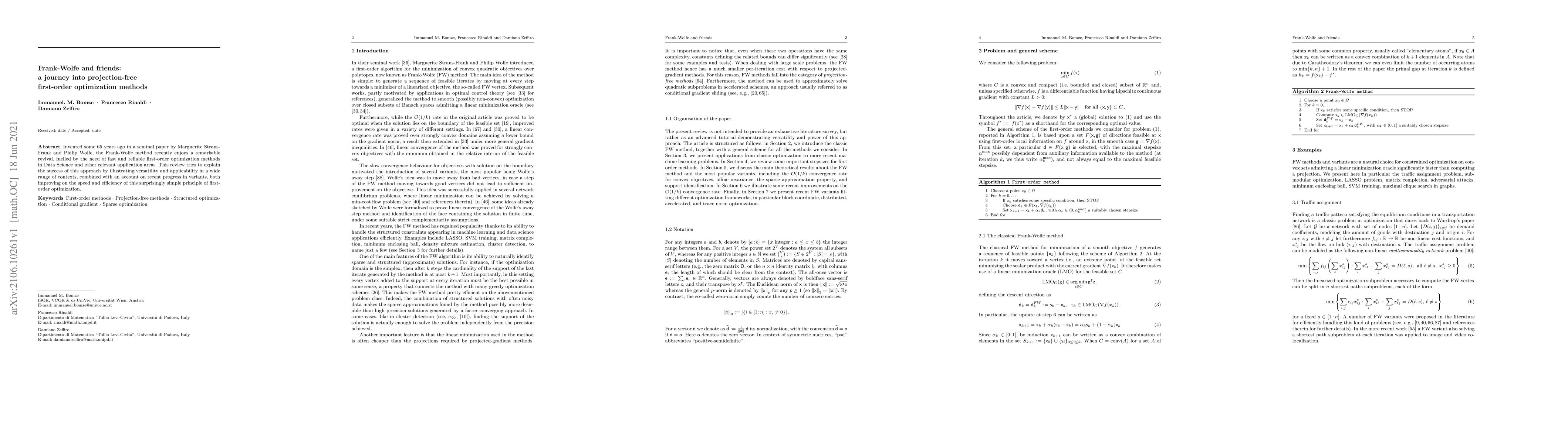 Thumbnail for Frank-Wolfe and friends: a journey into projection-free first-order
  optimization methods