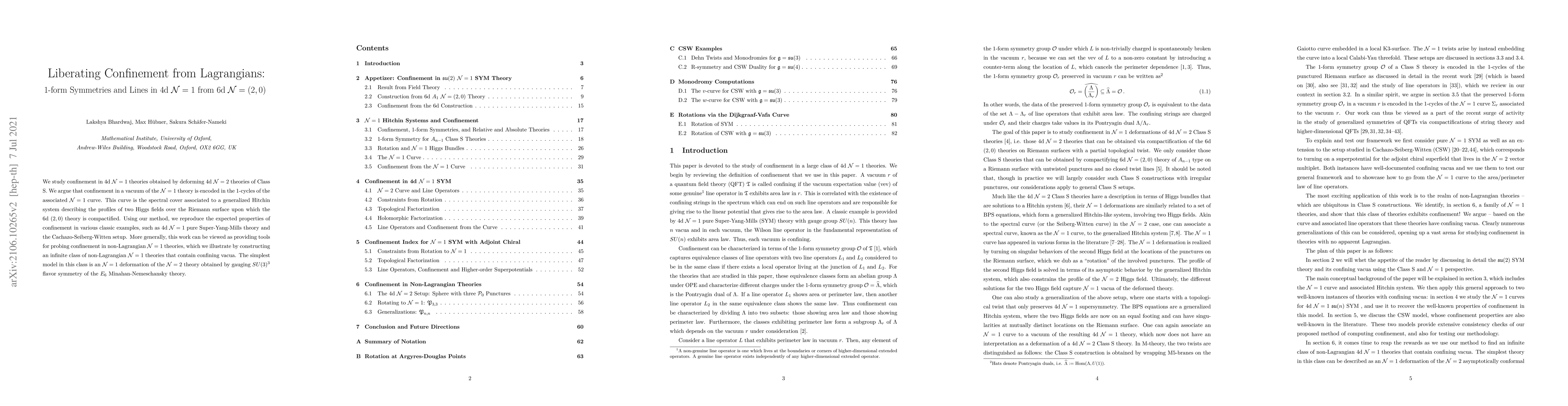 Thumbnail for Liberating Confinement from Lagrangians: 1-form Symmetries and Lines in
  4d N=1 from 6d N=(2,0)