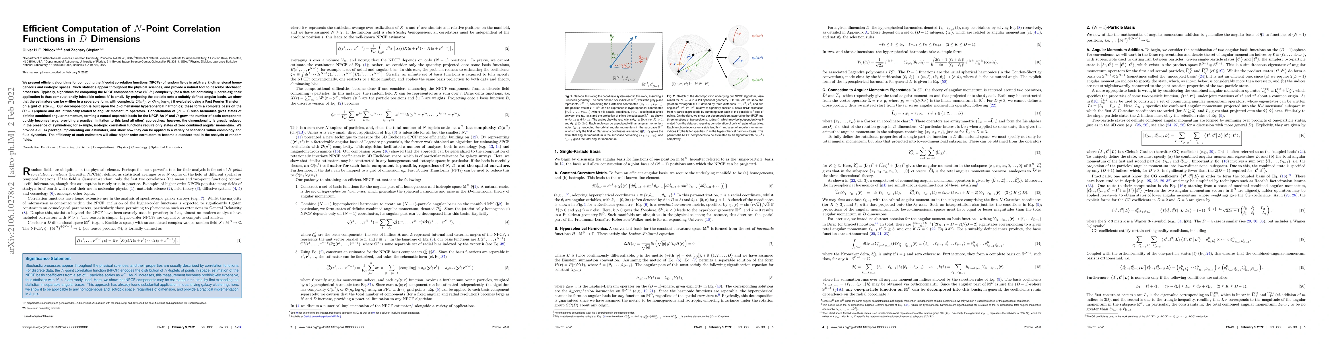 Thumbnail for Efficient Computation of $N$-point Correlation Functions in $D$
  Dimensions
