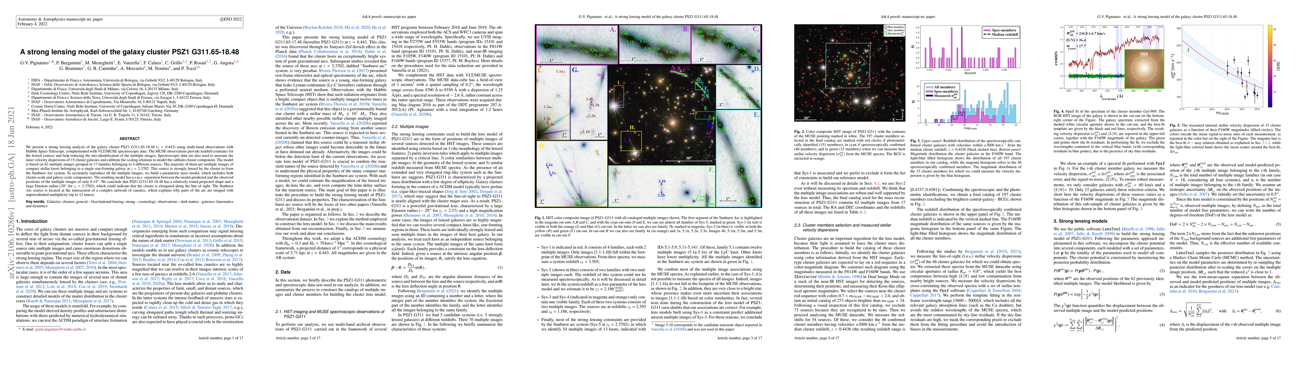 Thumbnail for A strong lensing model of the galaxy cluster PSZ1 G311.65-18.48