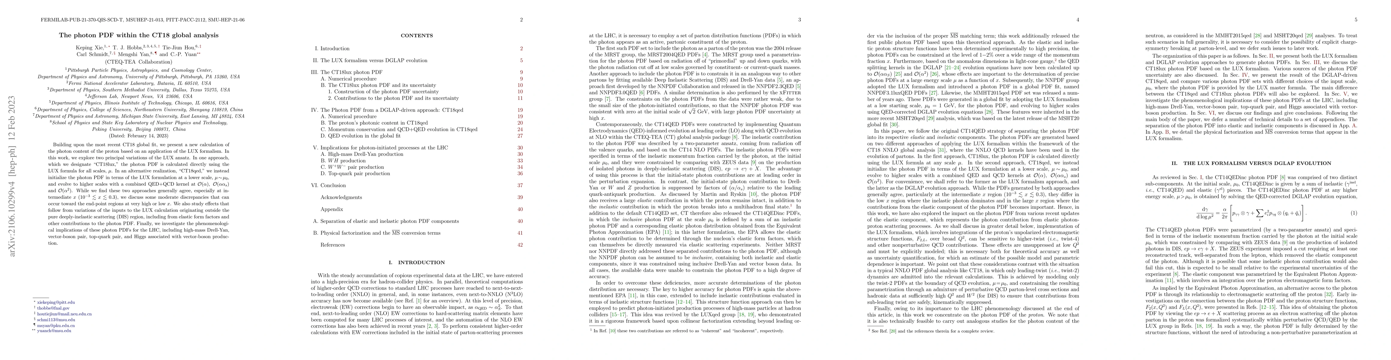 Thumbnail for The photon PDF within the CT18 global analysis