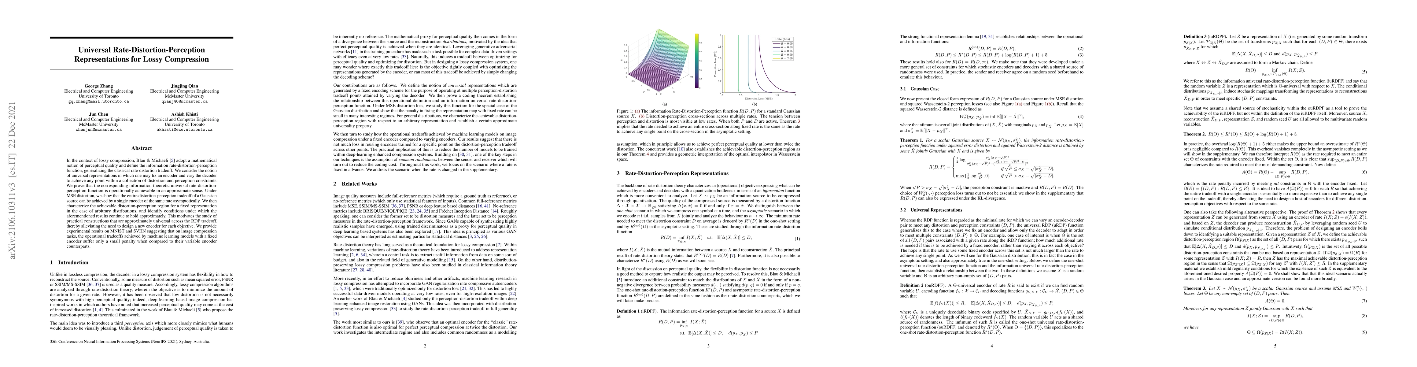 Thumbnail for Universal Rate-Distortion-Perception Representations for Lossy
  Compression