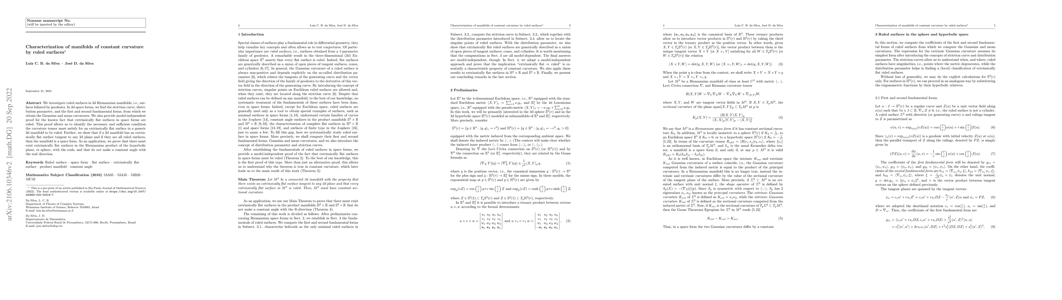 Thumbnail for Characterization of manifolds of constant curvature by ruled surfaces