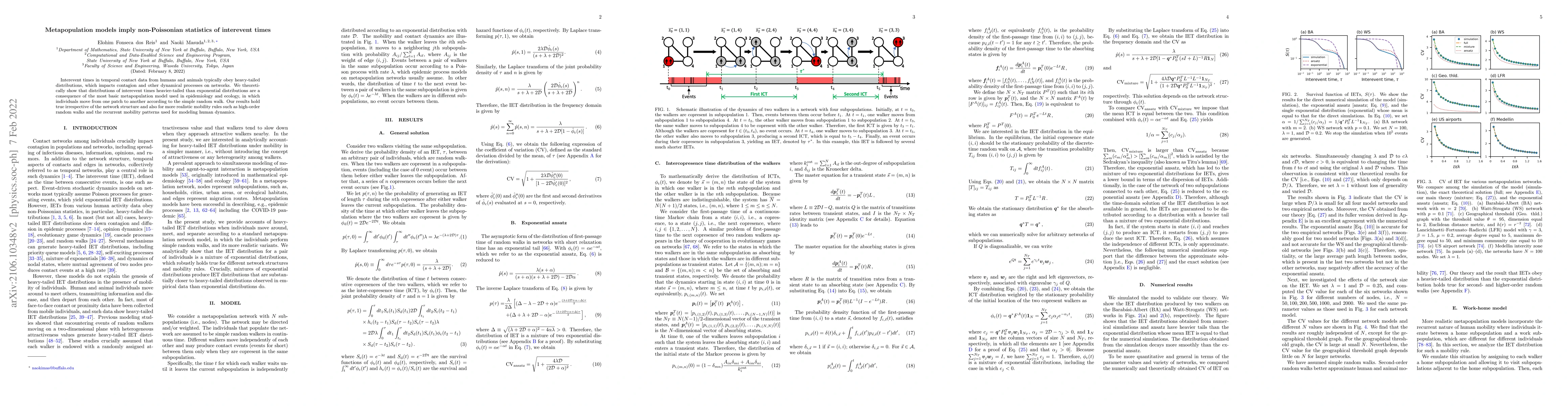 Thumbnail for Metapopulation models imply non-Poissonian statistics of interevent
  times