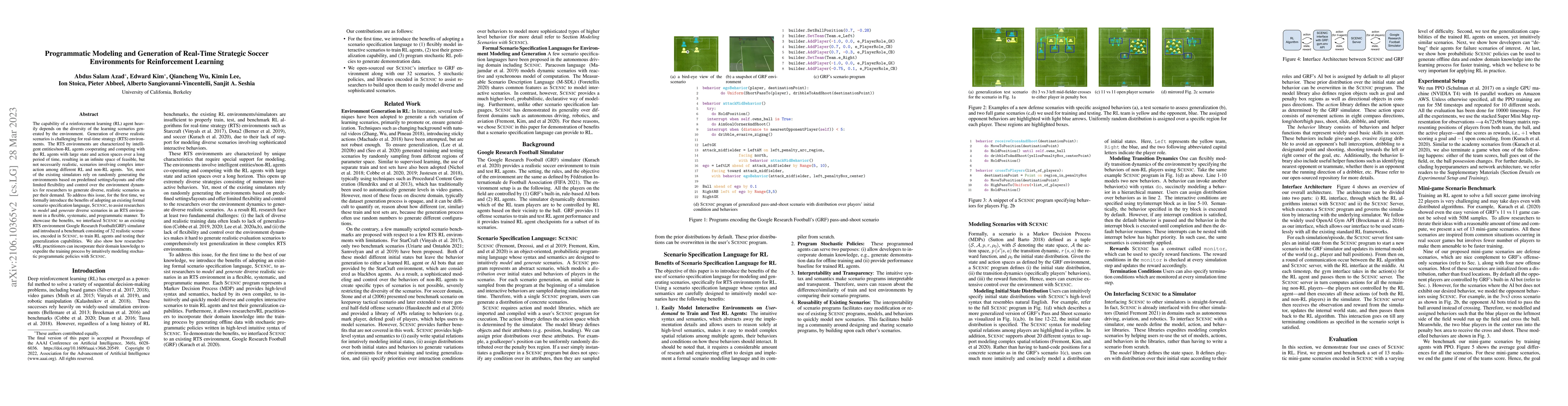 Thumbnail for Scenic4RL: Programmatic Modeling and Generation of Reinforcement
  Learning Environments