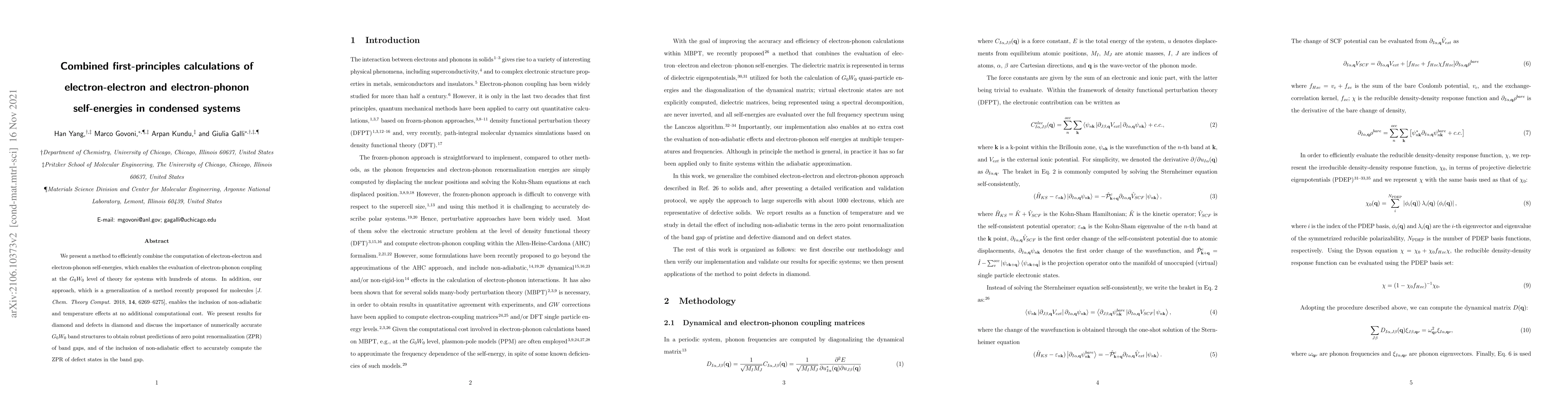Thumbnail for Combined first-principles calculations of electron-electron and
  electron-phonon self-energies in condensed systems