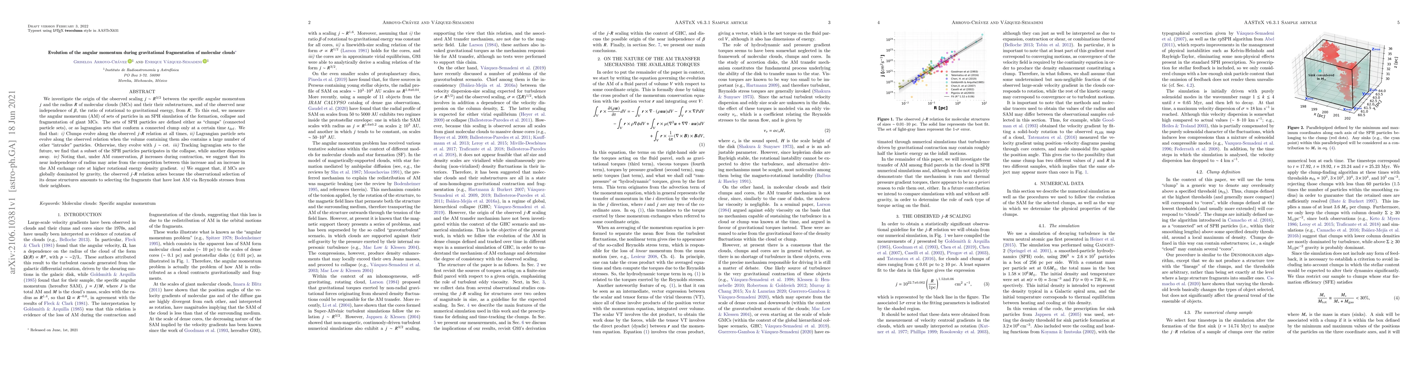 Thumbnail for Evolution of the angular momentum during gravitational fragmentation of
  molecular clouds