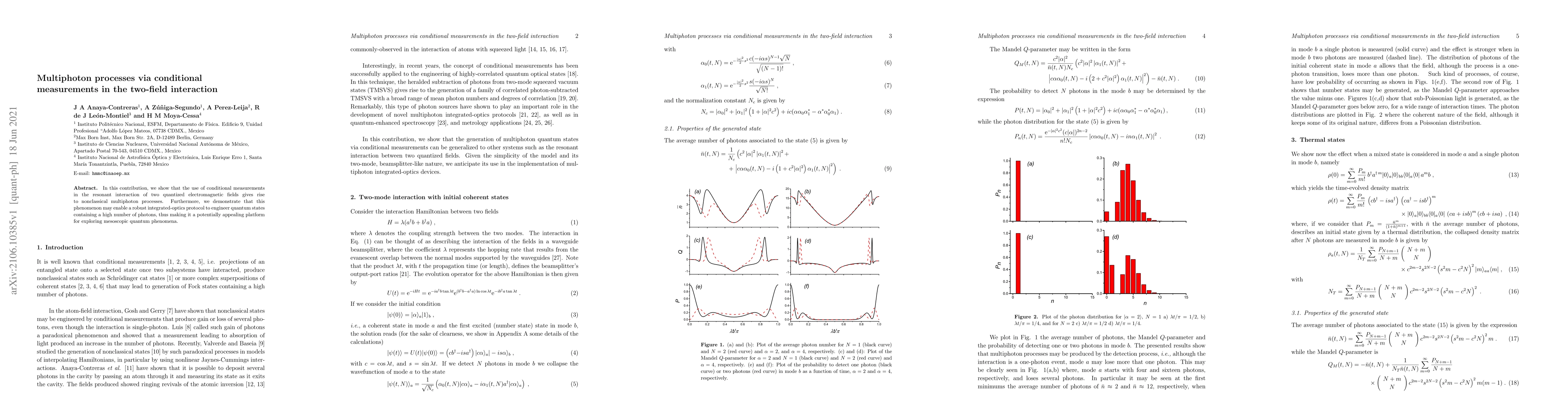 Thumbnail for Multiphoton processes via conditional measurements in the two-field
  interaction