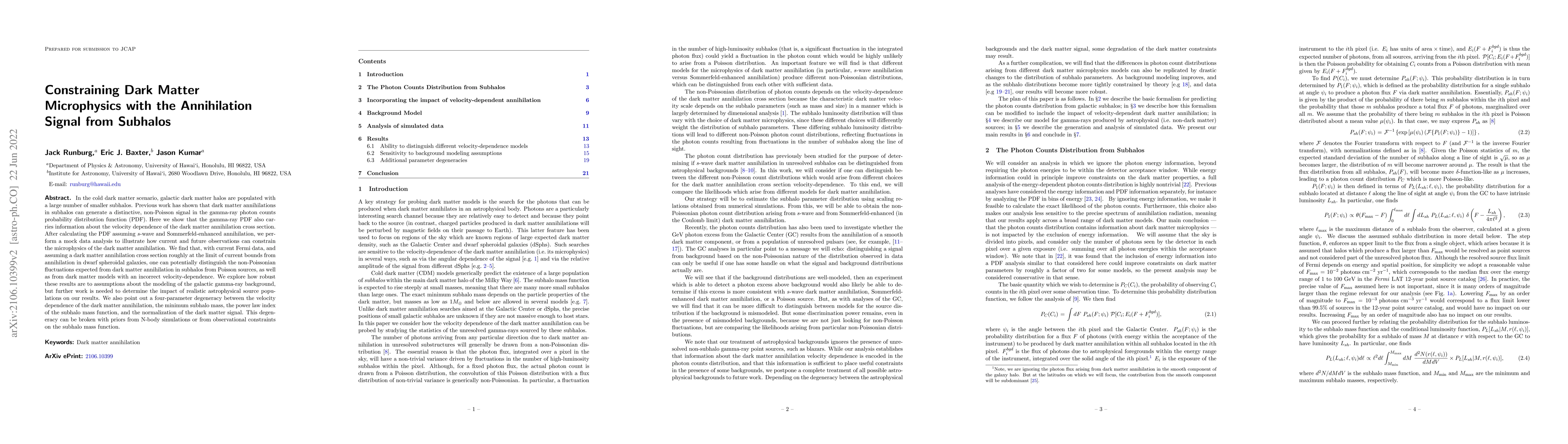Thumbnail for Constraining Dark Matter Microphysics with the Annihilation Signal from
  Subhalos