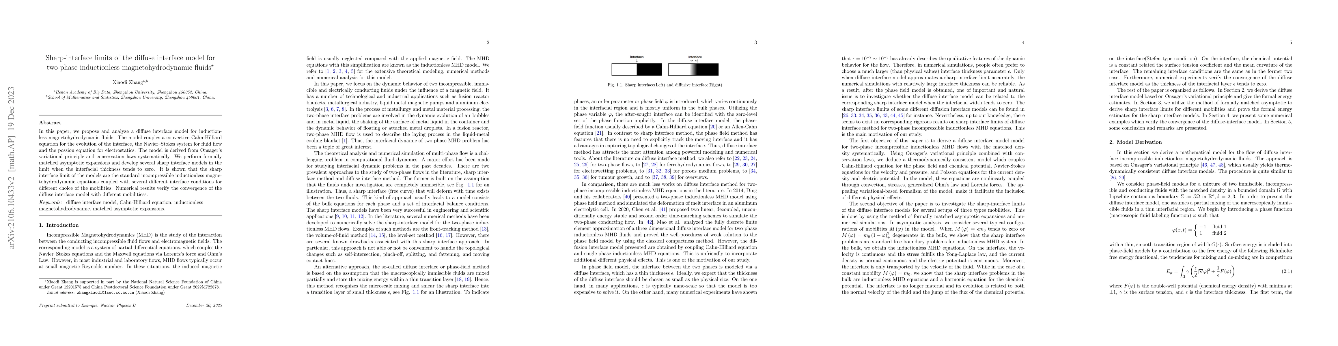Thumbnail for Sharp-interface limits of the diffuse interface model for two-phase
  inductionless magnetohydrodynamic fluids