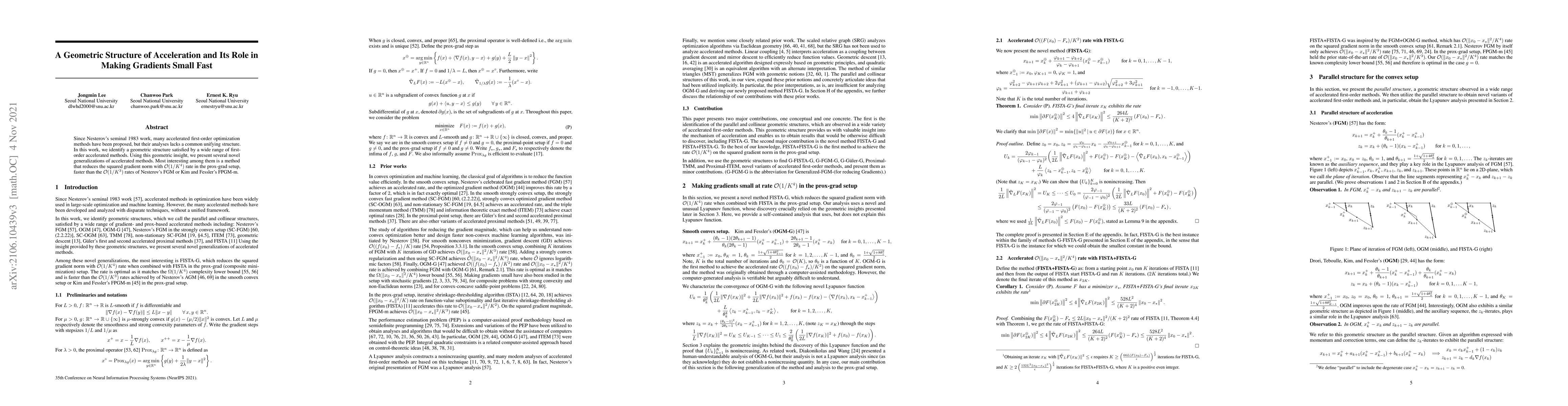 Thumbnail for A Geometric Structure of Acceleration and Its Role in Making Gradients
  Small Fast