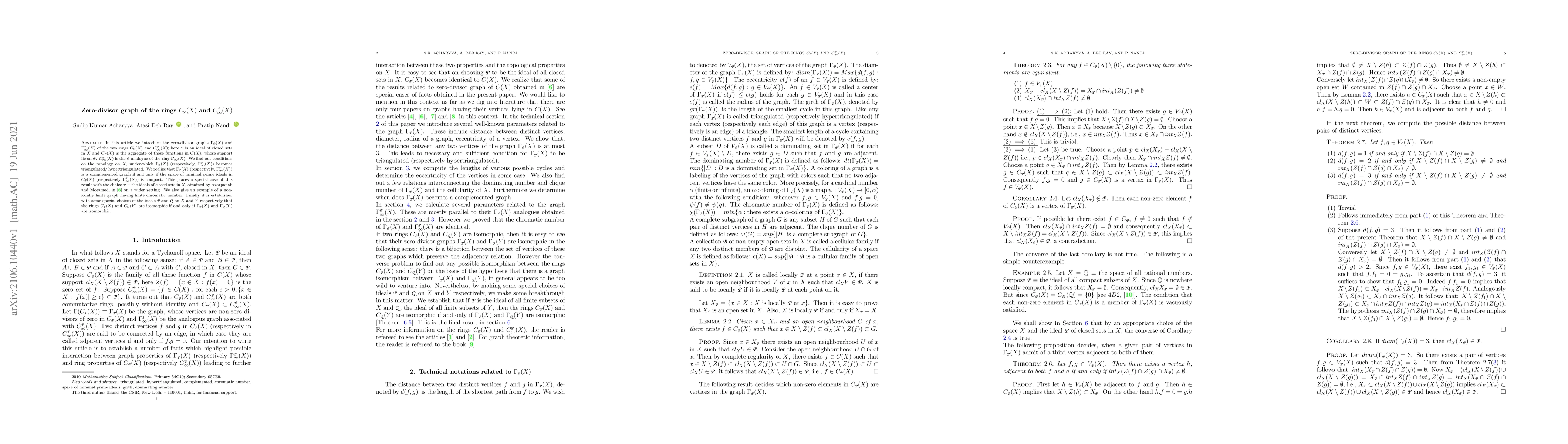 Thumbnail for Zero-divisor graph of the rings $C_\mathscr{P}(X)$ and
  $C^\mathscr{P}_\infty(X)$