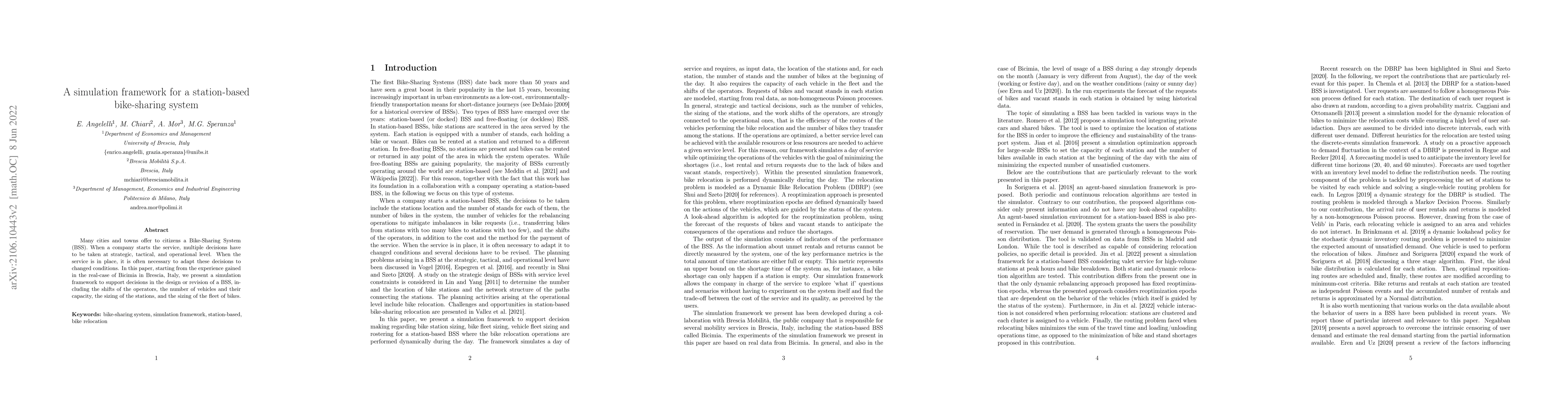 Thumbnail for A simulation framework for the design of a station-based bike sharing
  system