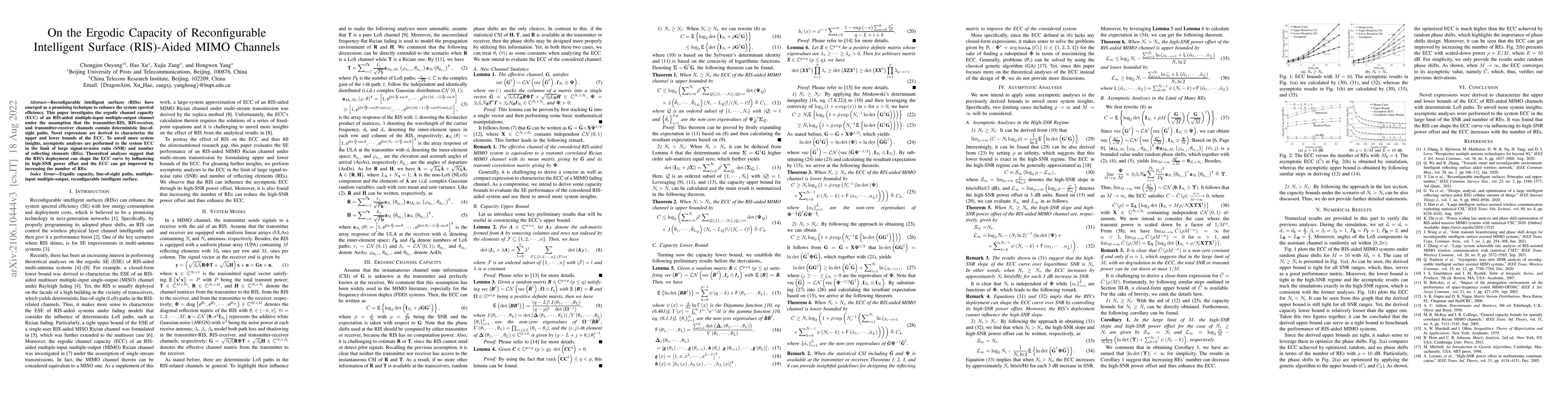 Thumbnail for On the Ergodic Capacity of Reconfigurable Intelligent Surface
  (RIS)-Aided MIMO Channels