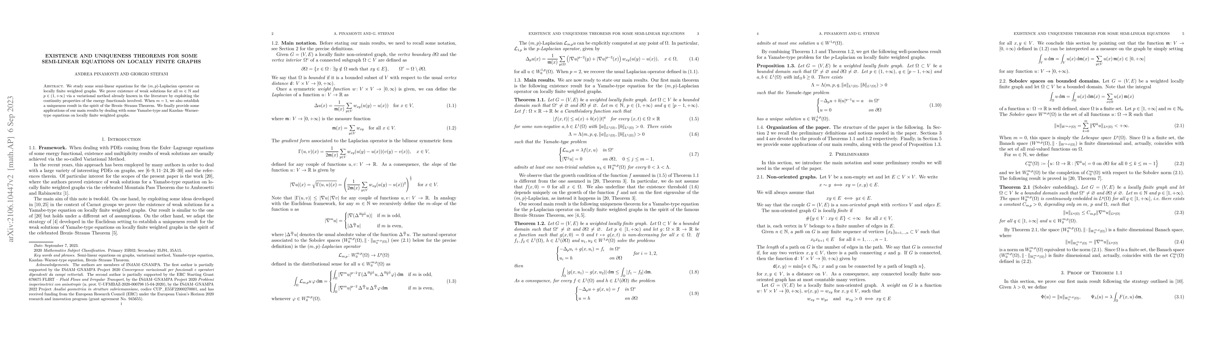 Thumbnail for Existence and uniqueness theorems for some semi-linear equations on
  locally finite graphs