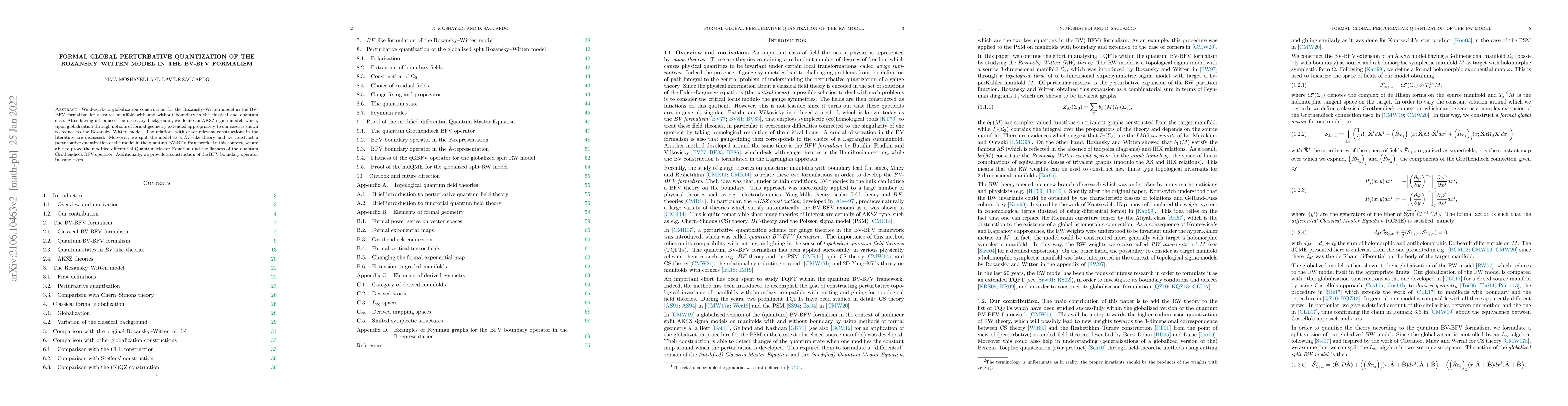 Thumbnail for Formal Global Perturbative Quantization of the Rozansky-Witten Model in
  the BV-BFV Formalism