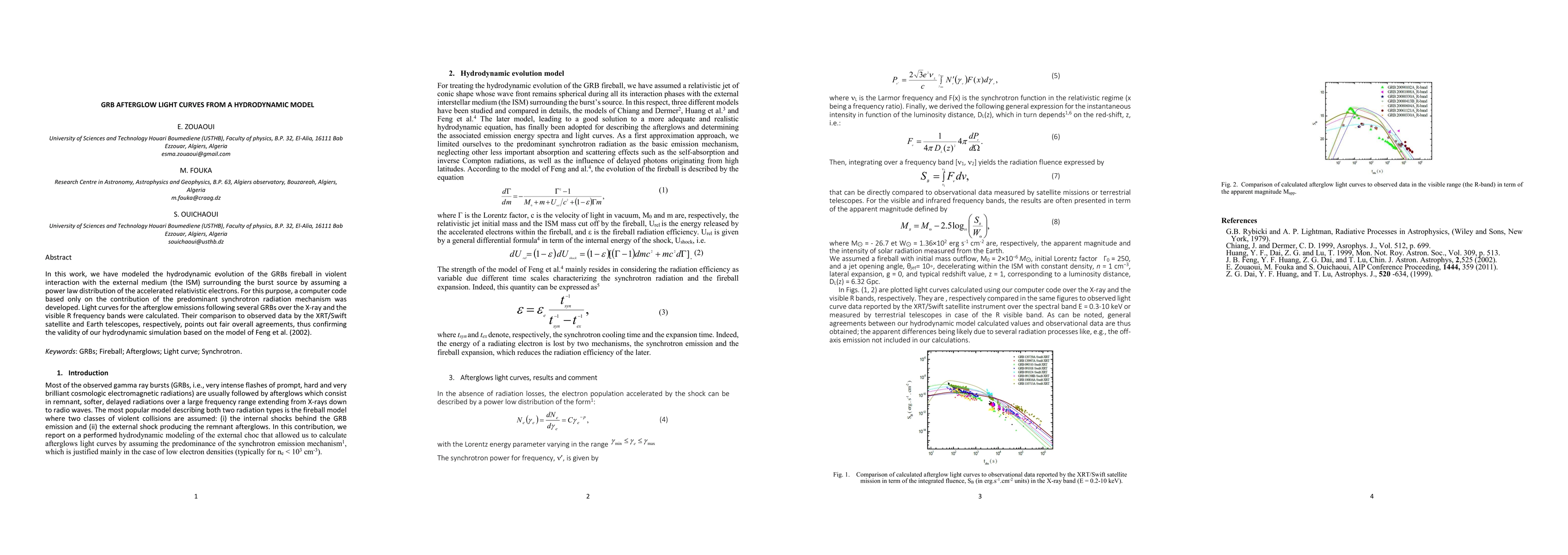Thumbnail for GRB Afterglow Light Curves from a Hydrodynamic Model