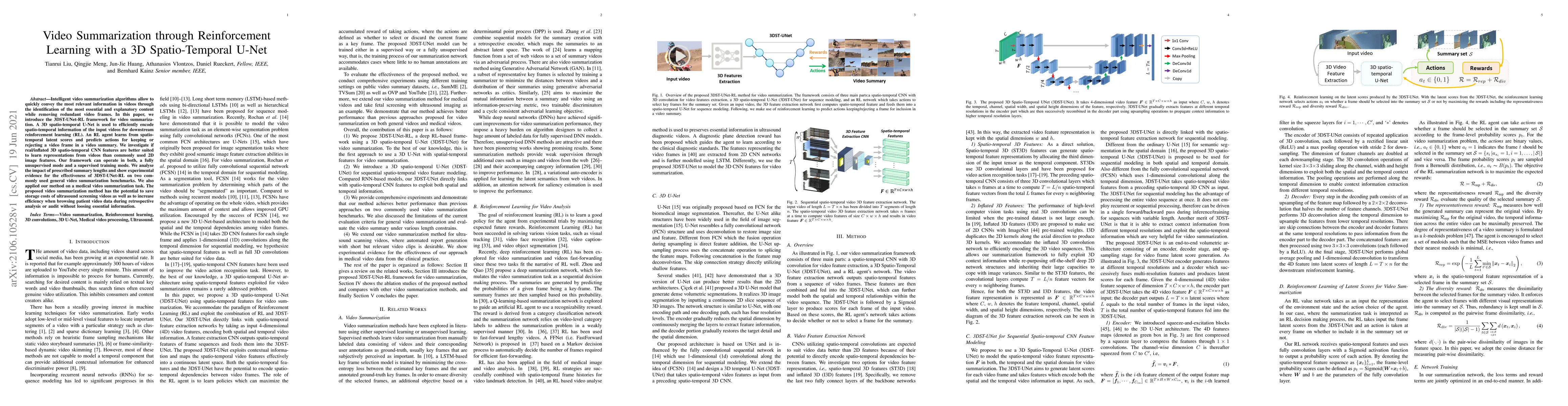 Thumbnail for Video Summarization through Reinforcement Learning with a 3D
  Spatio-Temporal U-Net