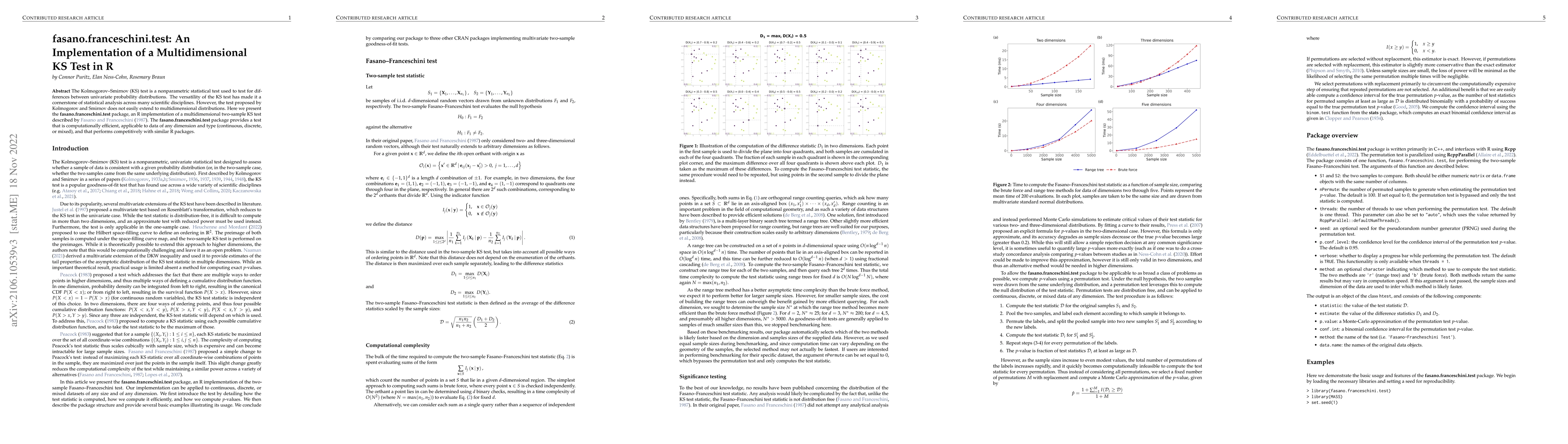 Thumbnail for fasano.franceschini.test: An Implementation of a Multidimensional KS
  Test in R