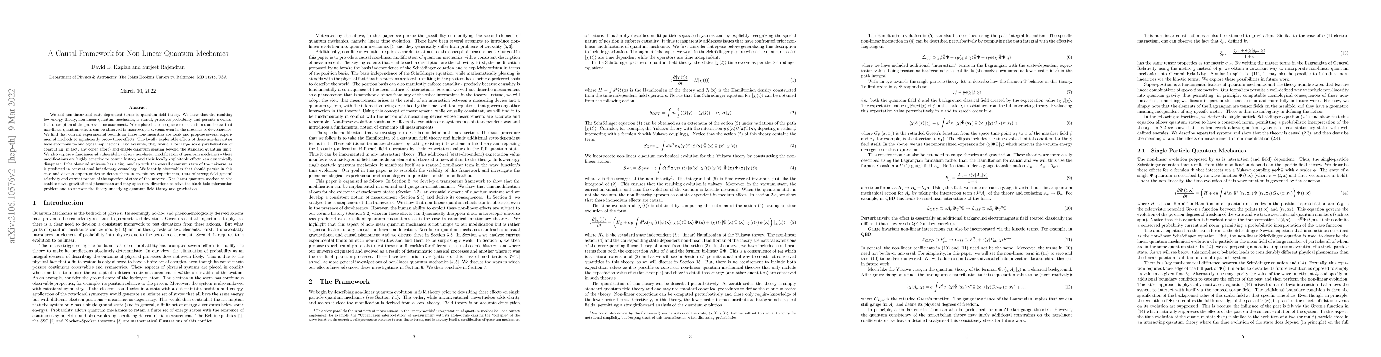 Thumbnail for A Causal Framework for Non-Linear Quantum Mechanics