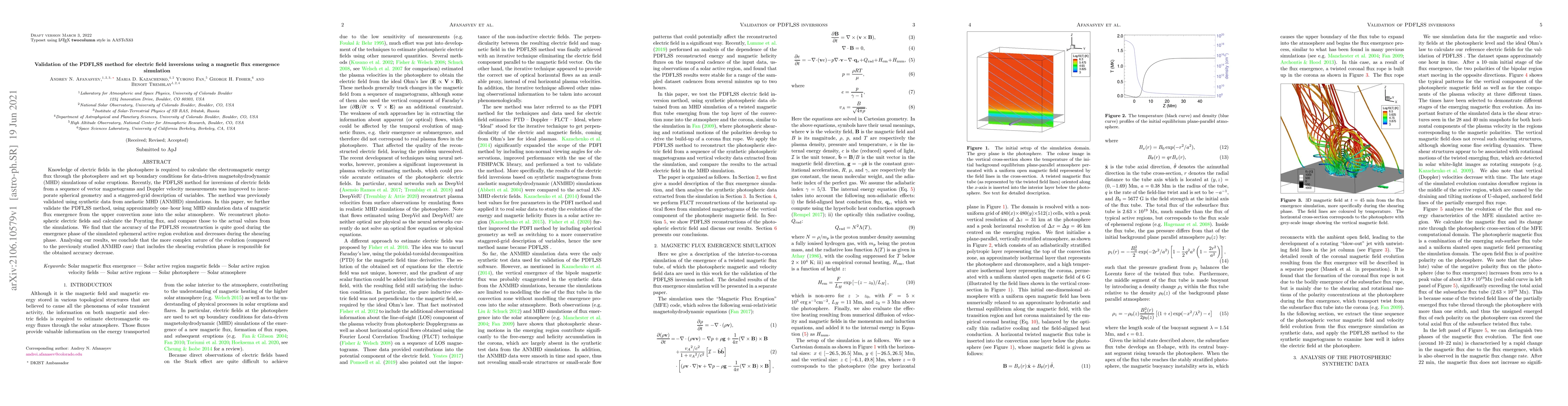 Thumbnail for Validation of the PDFI_SS method for electric field inversions using a
  magnetic flux emergence simulation