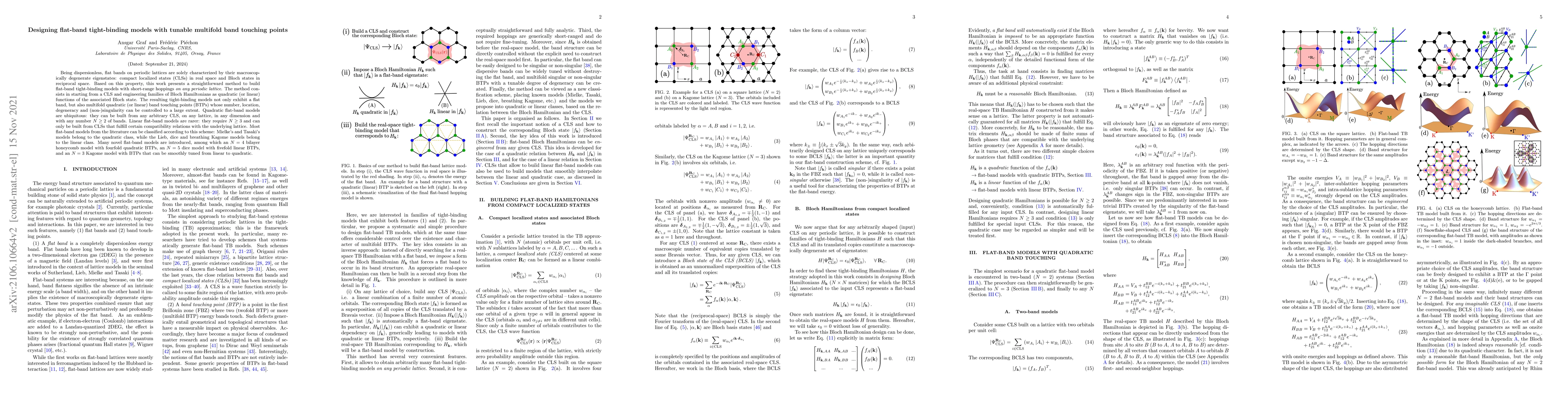 Thumbnail for Designing flat-band tight-binding models with tunable multifold band
  touching points