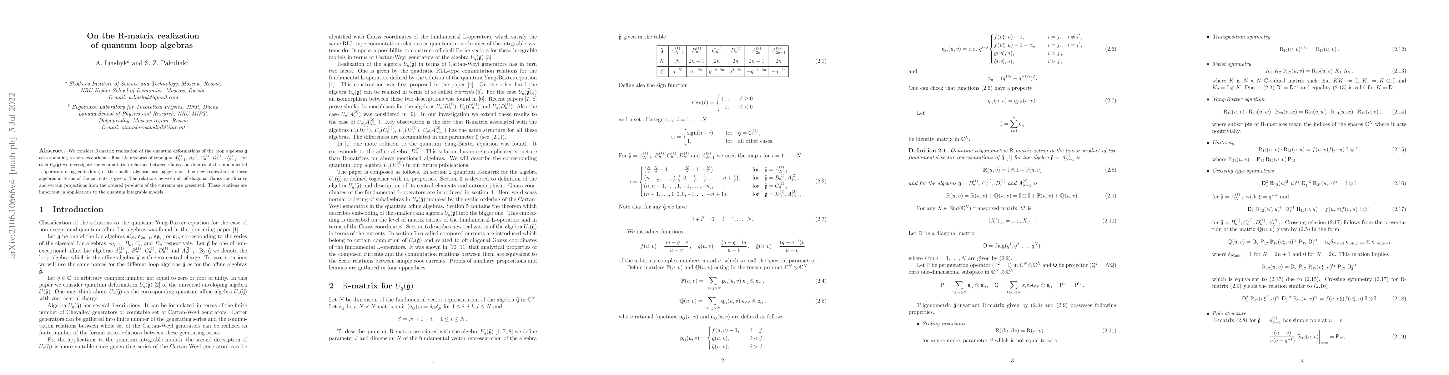 Thumbnail for On the R-matrix realization of quantum loop algebras